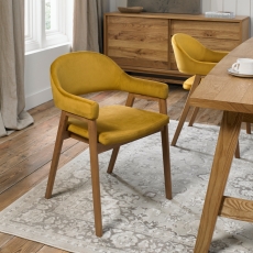 Christopher Rustic Oak Dining Arm Chair Mustard