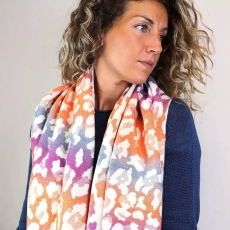 Pink and Orange Mix Ombre Leopard Print Scarf