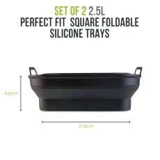 Set Of 2 Silicone Square Foldable Trays