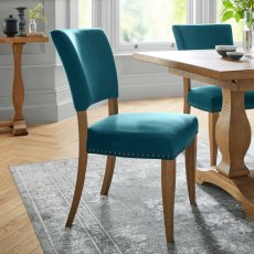 Rustic Upholstered Dining Chair Sea Green