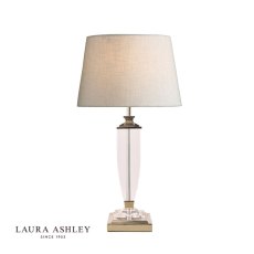 Laura Ashley Carson Polished Nickel & Crystal Medium Table Lamp With Silver 30cm Shade