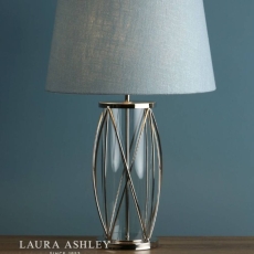 Laura Ashley Beckworth Large Table Lamp Polished Nickel & 40cm Duck Egg Shade