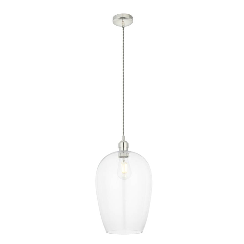 Laxfield Clear Glass & Bright Nickel Large Pendant