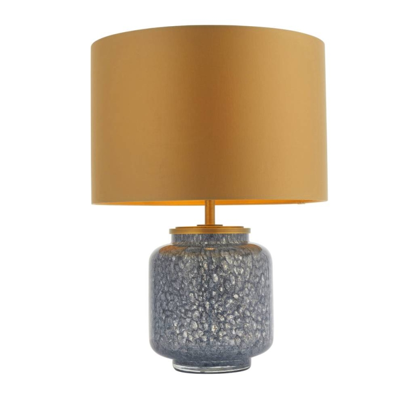 Kersey Cobalt Glass Table Lamp With Gold Shade