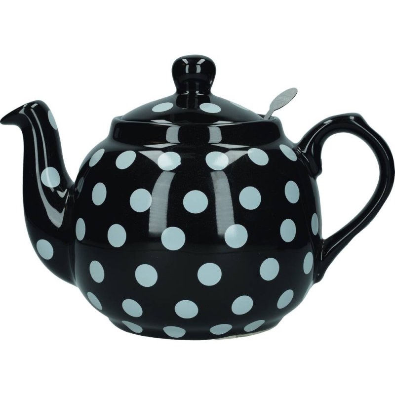 London Pottery Farmhouse Teapot 4 Cup Black White Spot
