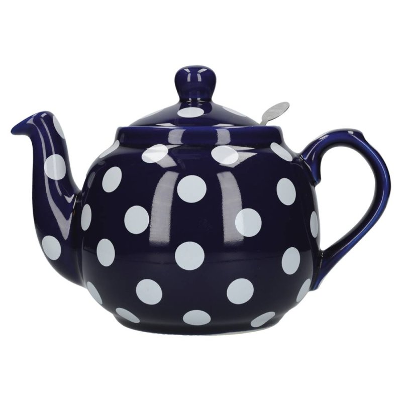 London Pottery Farmhouse Teapot 4 Cup Blue White Spot