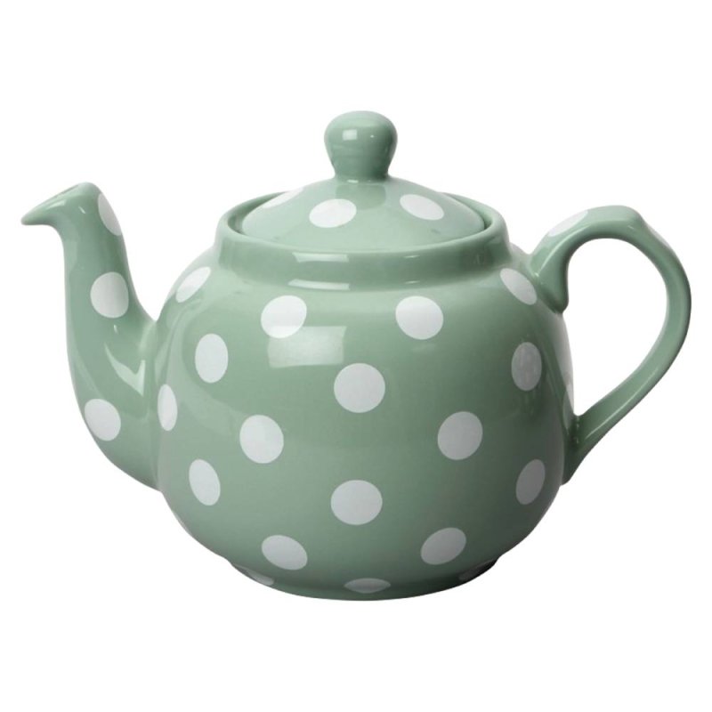 London Pottery Farmhouse Teapot 4 Cup Green White Spot