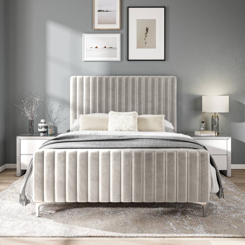 Farnham Upholstered Bed Frame Silver Grey Velvet