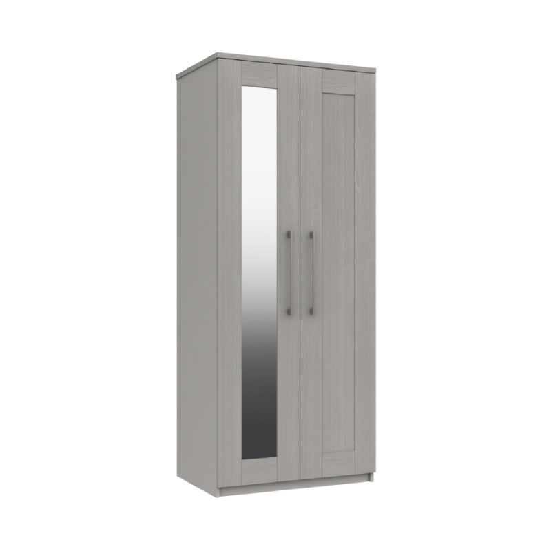 Aspen 2 Door Wardrobe Mirrored Light Grey