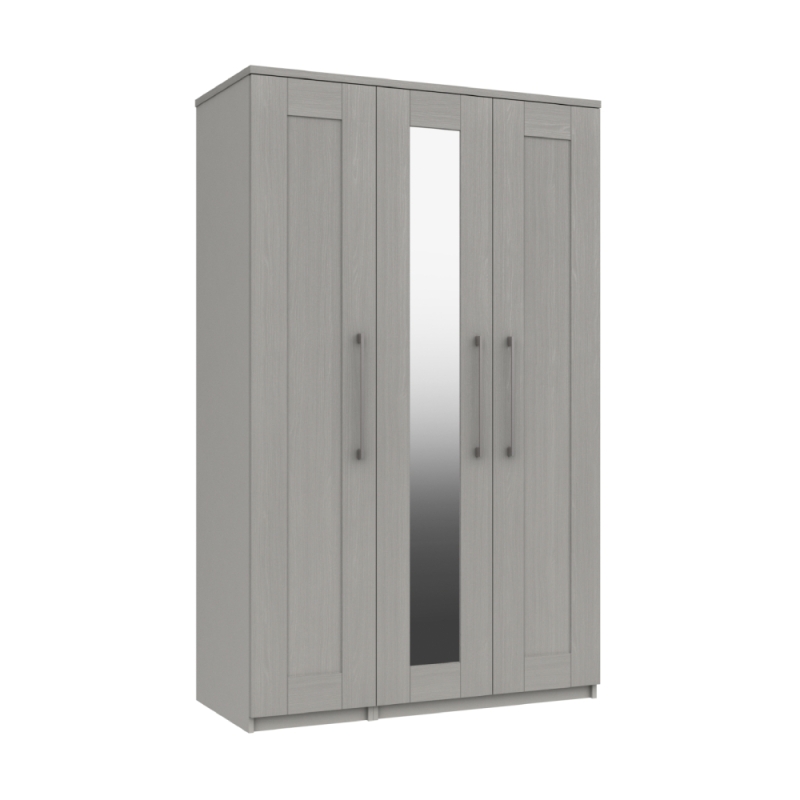 Aspen 3 Door Wardrobe Mirrored Light Grey