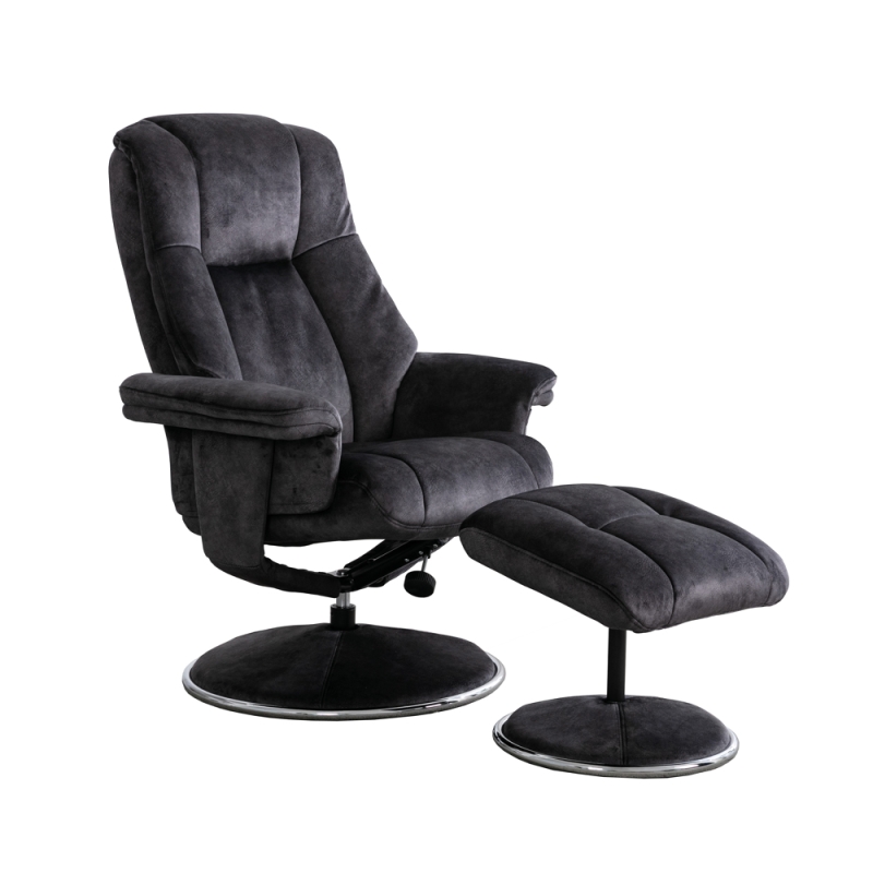 Denby Swivel Recliner Chair & Footstool - Liquorice