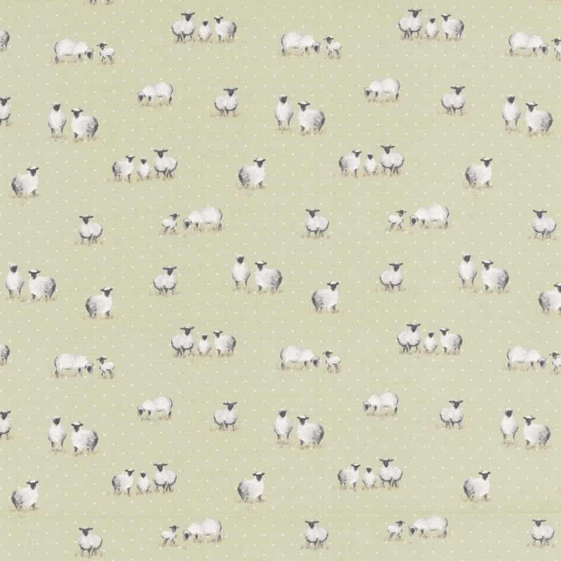 Sheepy Sage PVC Tablecloth Fabric