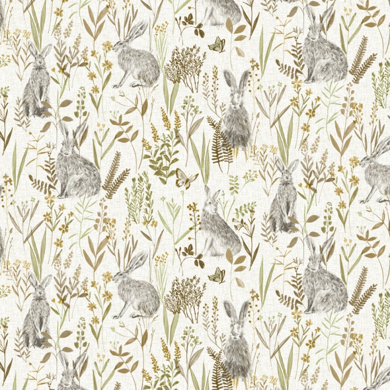 Wild Rabbit Natural PVC Tablecloth Fabric