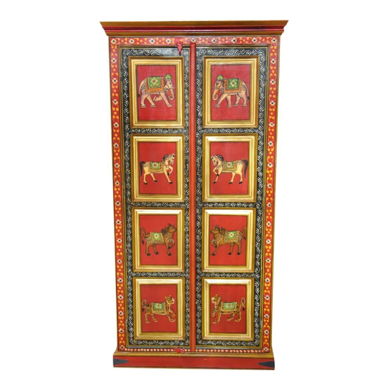 Fiesta Hand Painted Vintage Tall Cabinet