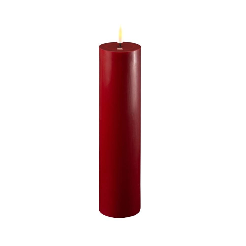 Deluxe Homeart Real Flame Led Candle Bordeaux -  5 x 20cm