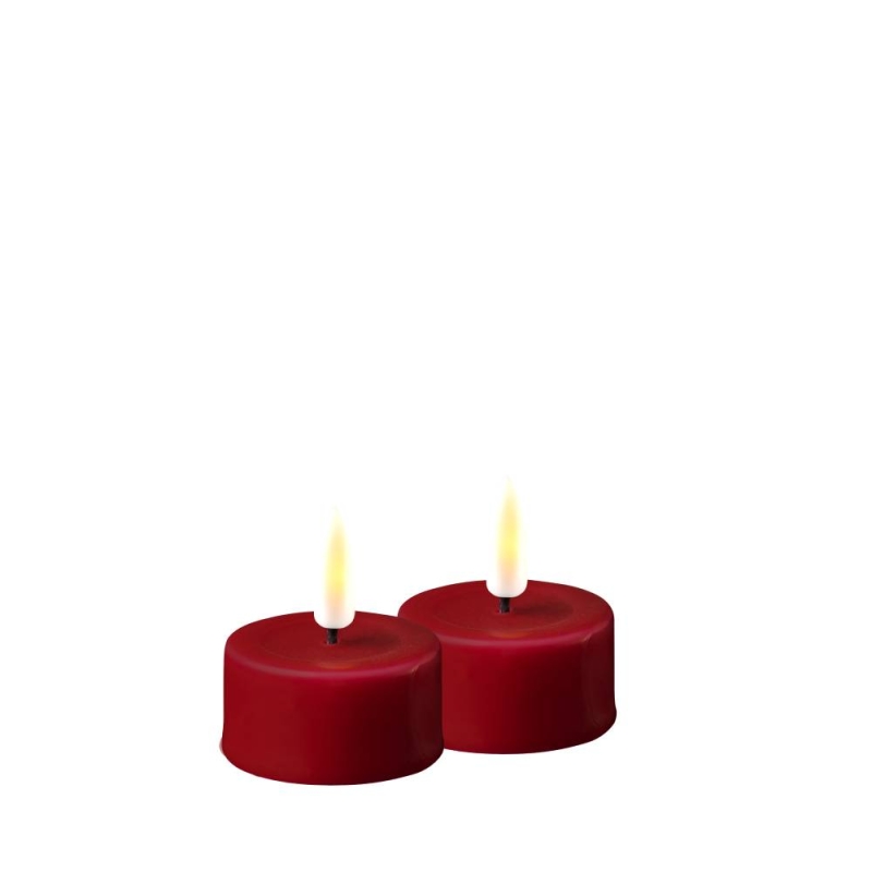 Deluxe Homeart Real Flame Led Standard Tealight  Bordeaux -  2 Pack