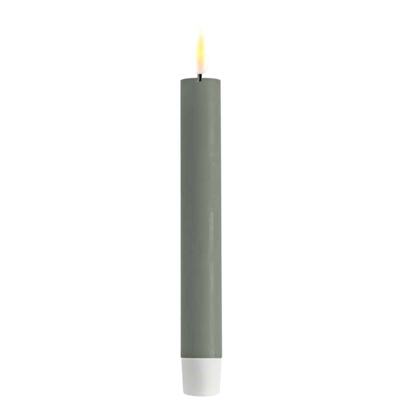 Deluxe Homeart Real Flame Led Dinner Candles Salvie Green-  2 Pack