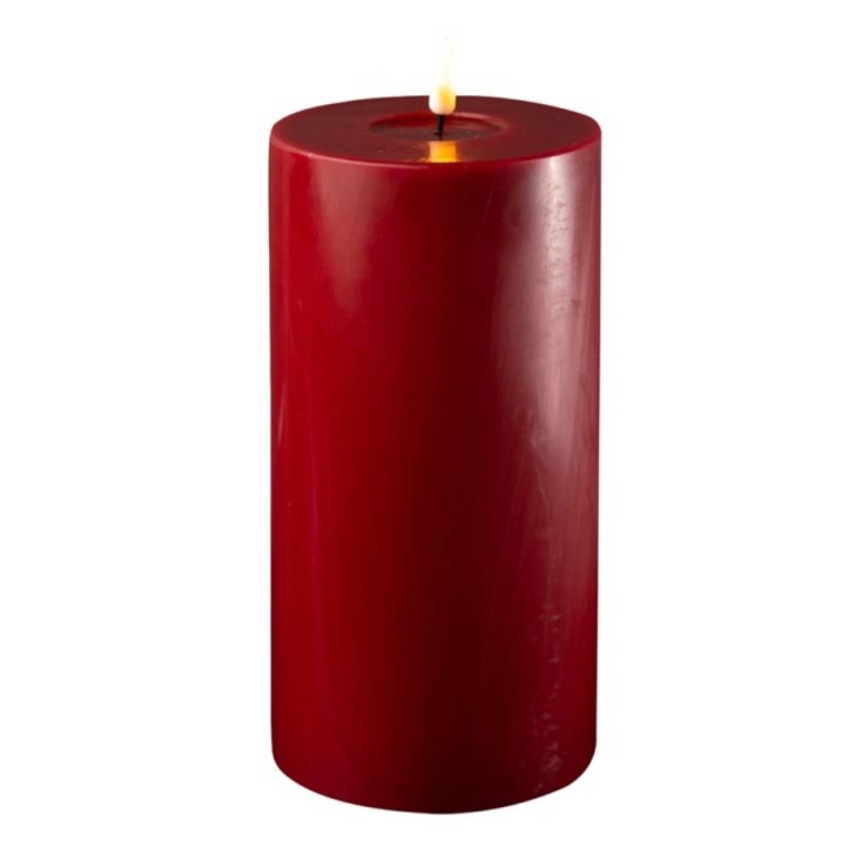 Deluxe Homeart Real Flame Led Candle Bordeaux -  10 x 20cm