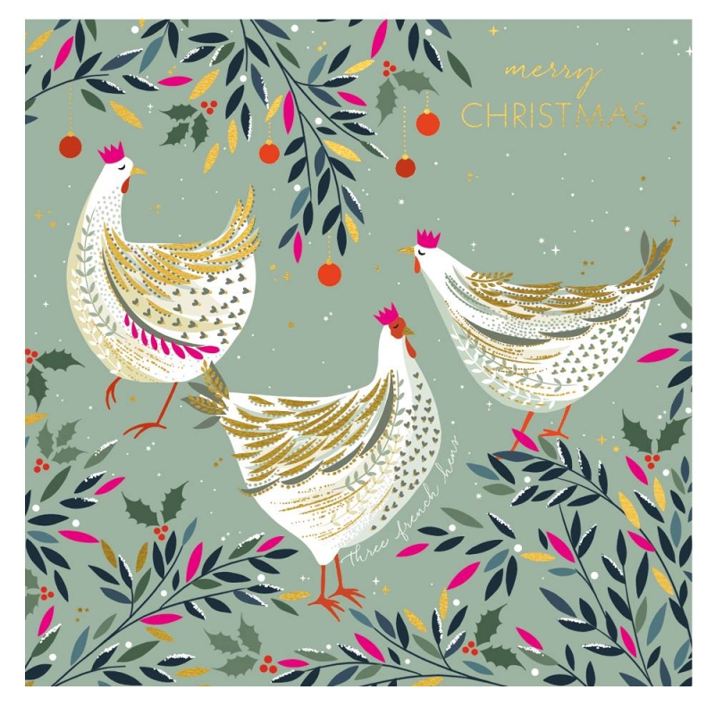 Christmas Hens Box of 8 Cards & Envelopes