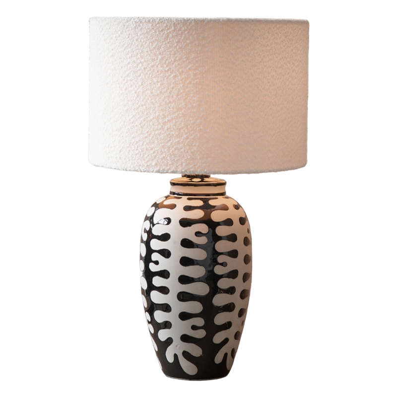 Elkorn Black and White Tall Coral Ceramic Table Lamp with Shade