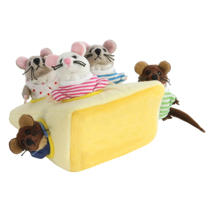 The Puppet Company Hide Away Puppets - Mouse Family in Cheese