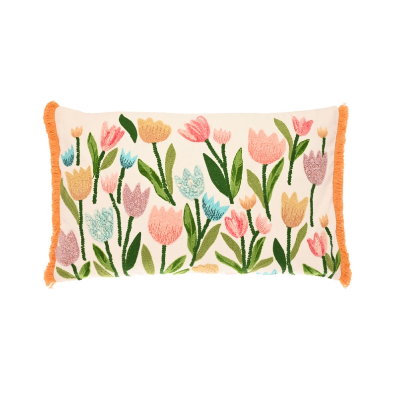 Embroidered Tulip Cushion 30cm x 50cm