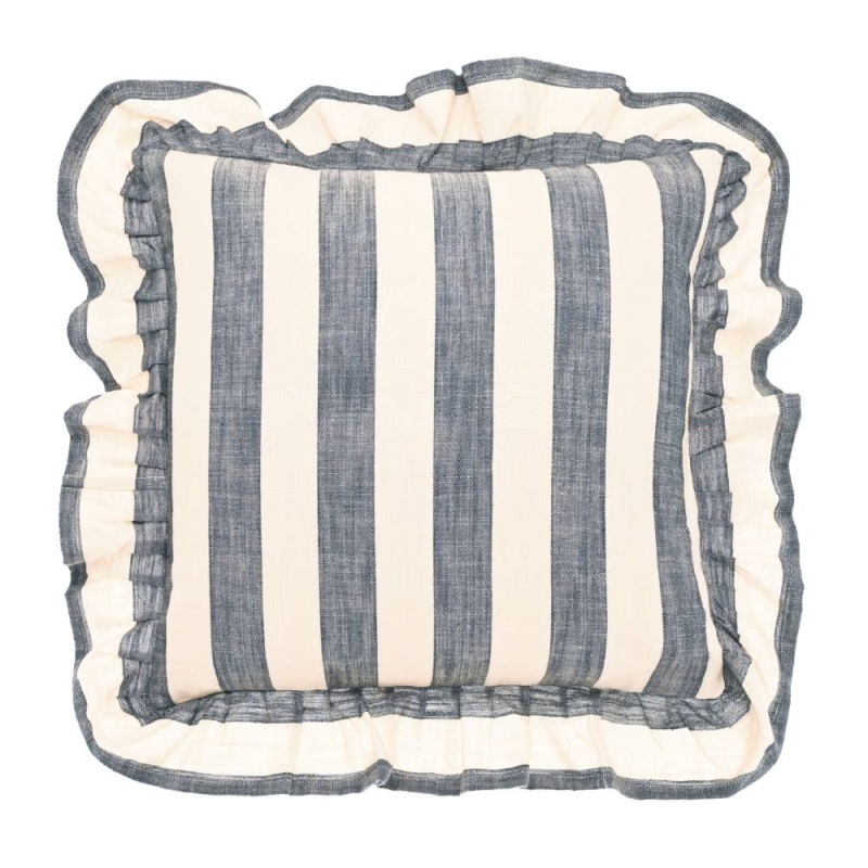 Walton & Co Wide Stripe Cushion - Flint Blue