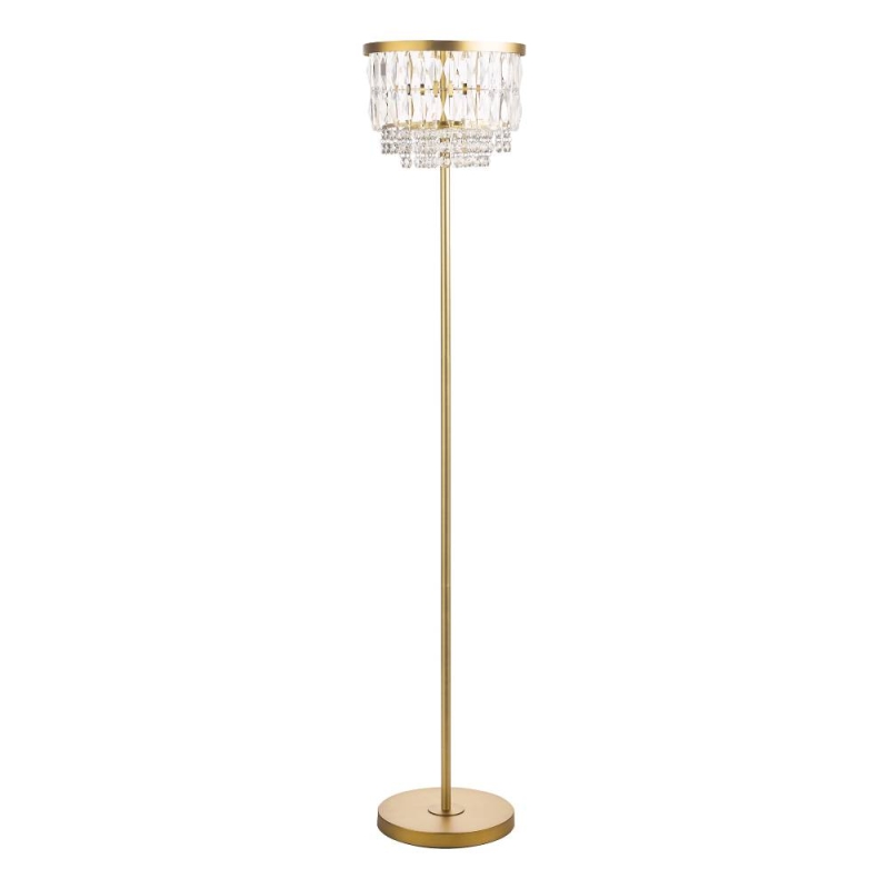 Laura Ashley Rhosill 3 Light Floor Lamp Crystal & Antique Brass