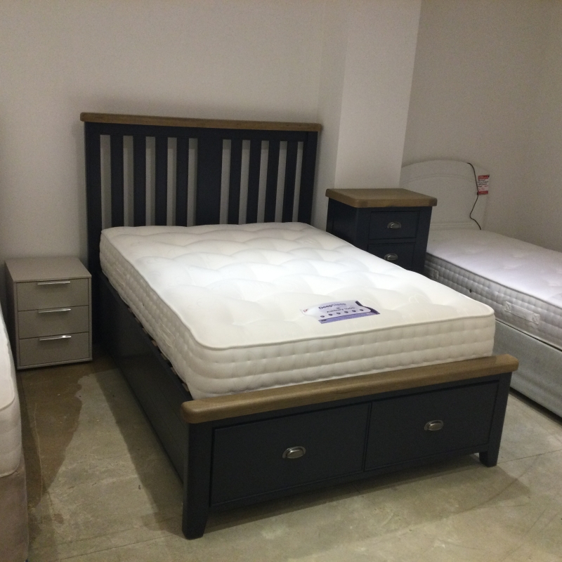 Harleston Blue Double 135cm Bedframe with Foot End Drawers (Ipswich)