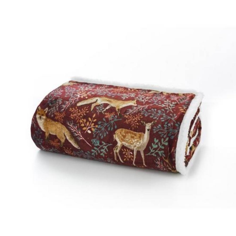 FOX AND DEER THROW MULBERRY 140 X 180CM