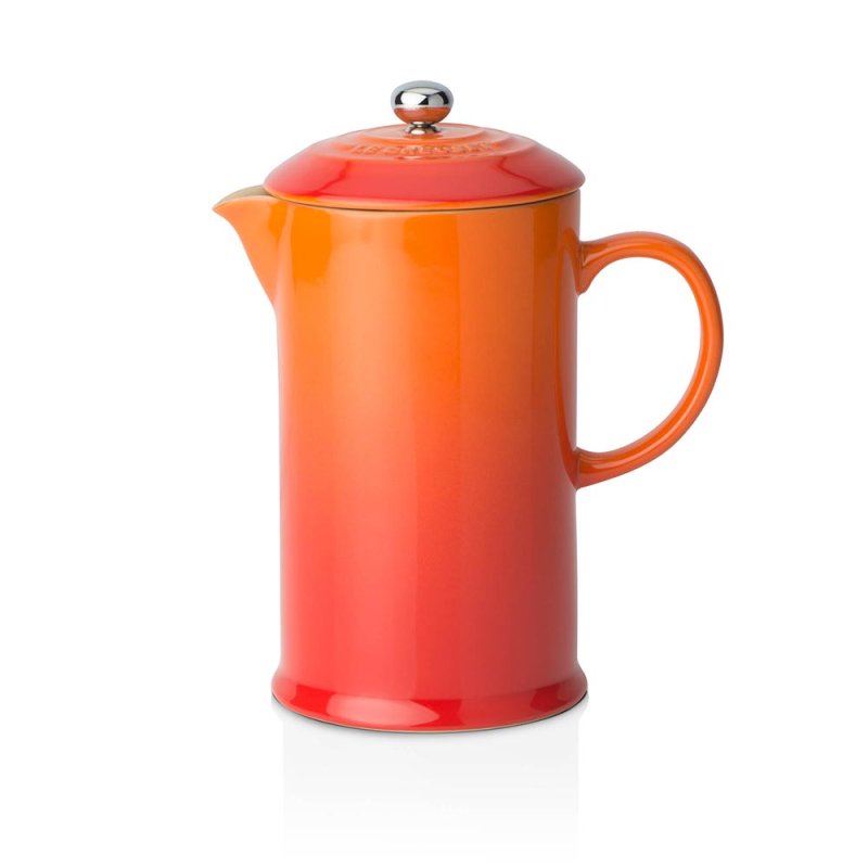 le creuset coffee pot and press volcanic