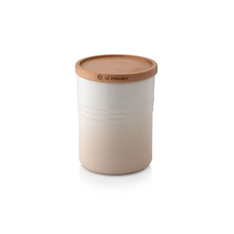 Le Creuset Medium Storage Jar with Wood Lid Meringue
