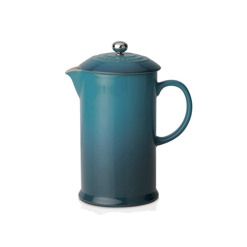 le creuset coffee pot and press teal