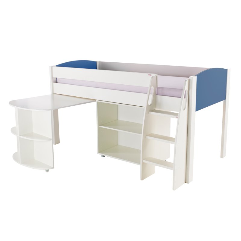 Stompa Duo Uno S Midsleeper Inc Pull Out Desk And Bookcase Blue - No Doors