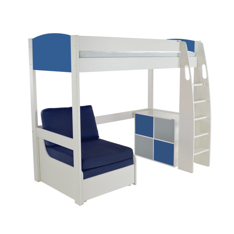 Stompa Duo Uno S Highsleeper Including Chair Bed and Cube Unit With Doors Blue