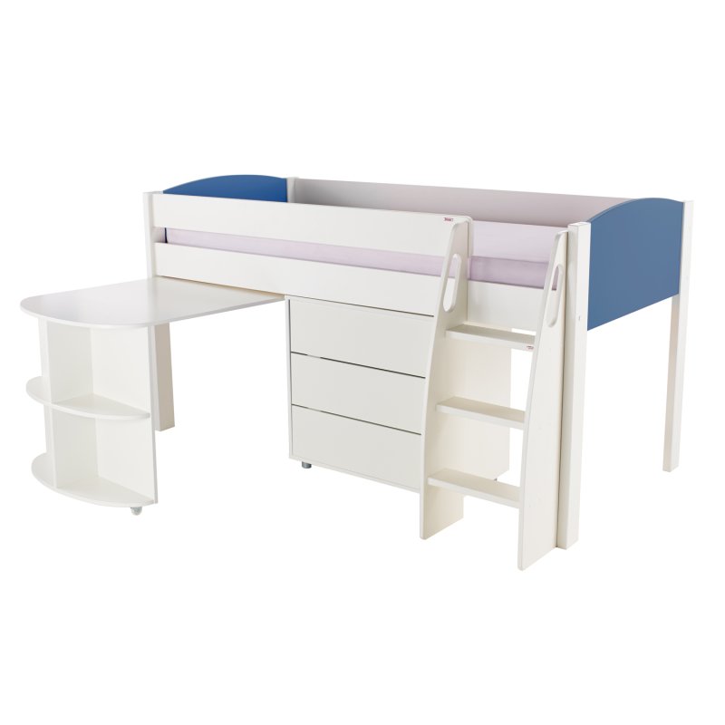 Stompa Duo Uno S Midsleeper Inc Pull Out Desk And Chest Of Drawers Blue
