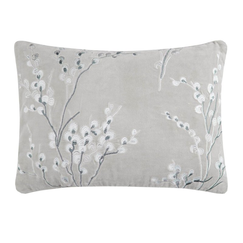Pussy Willow 35cm x 50cm Feather Filled Cushion Steel