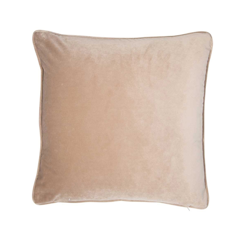luxe velvet piped cushion mink