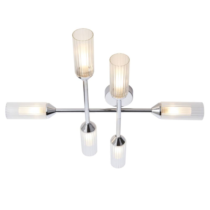 Ribbed & Frosted Chrome Plate Semi Flush
