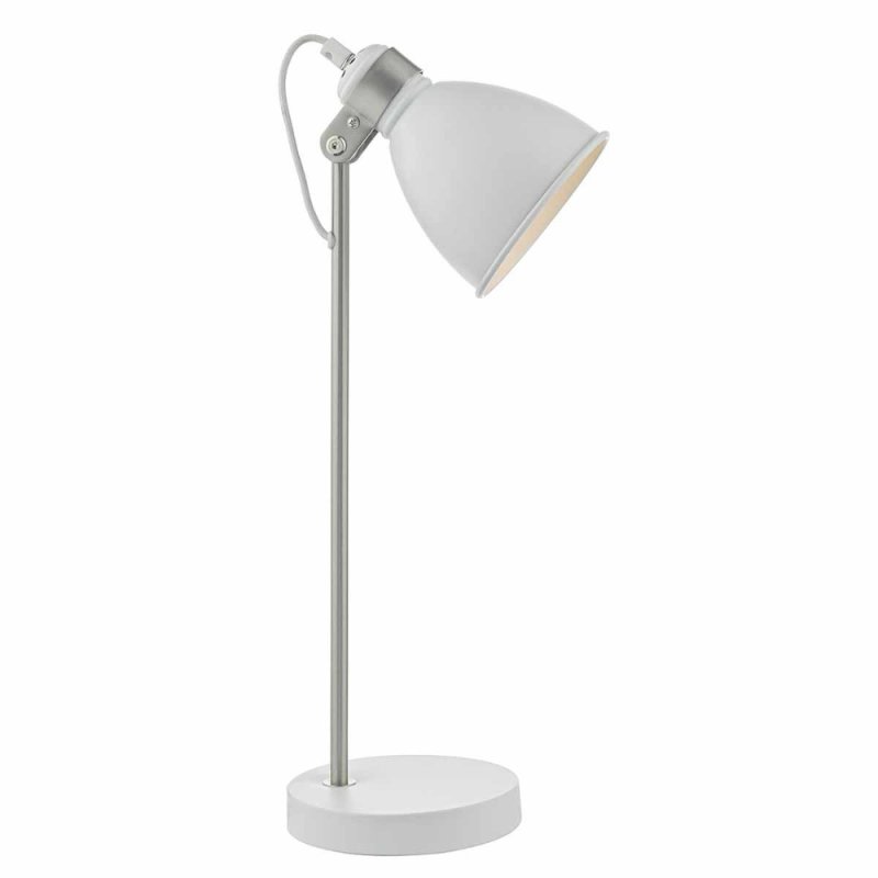 Dar Frederick Table Lamp In White And Chrome