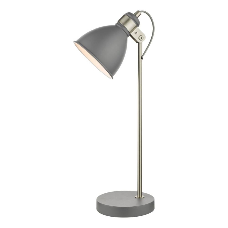Dar Frederick Table Lamp in Matt Dark Grey and Satin Chrome