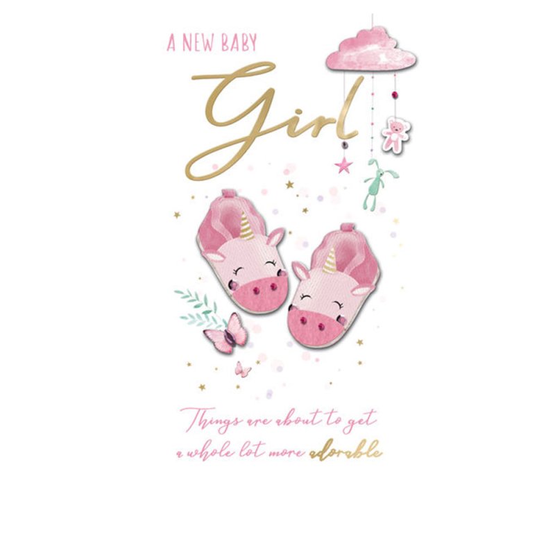 Birth Girl - Booties and Mobile Greeting Card
