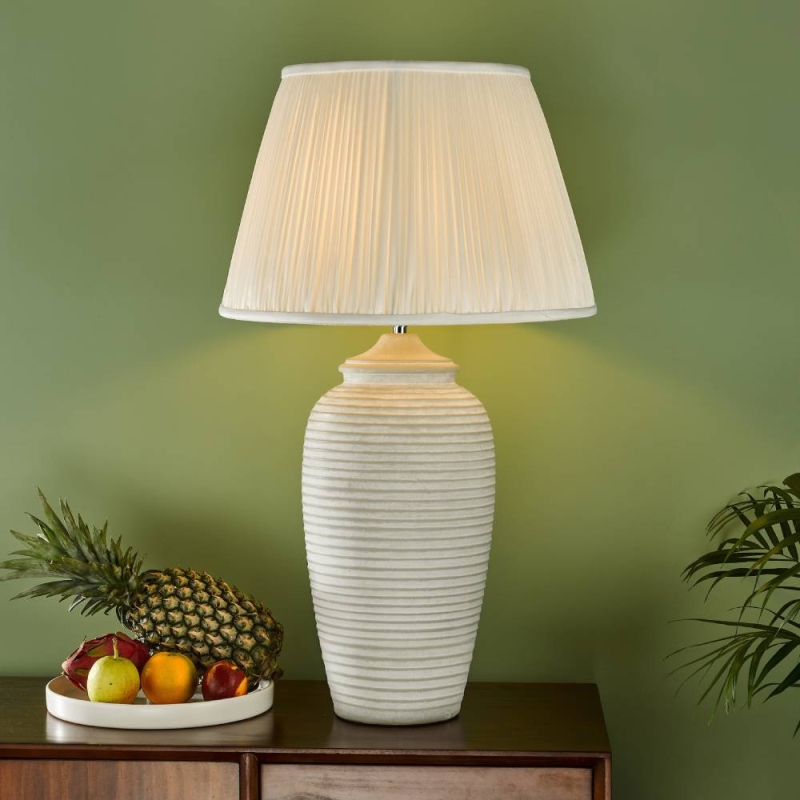 Deighton Concrete Table Lamp With Ivory Shade