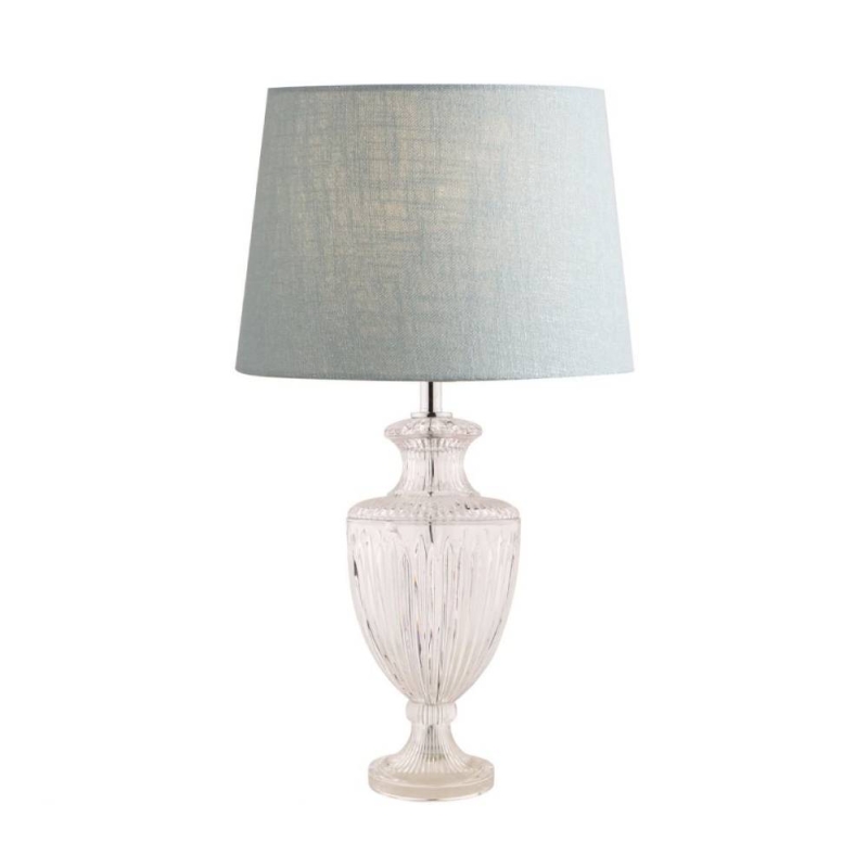 Laura Ashley Meredith Large Cut Glass Crystall Table Lamp With Duck Egg Blue Shade