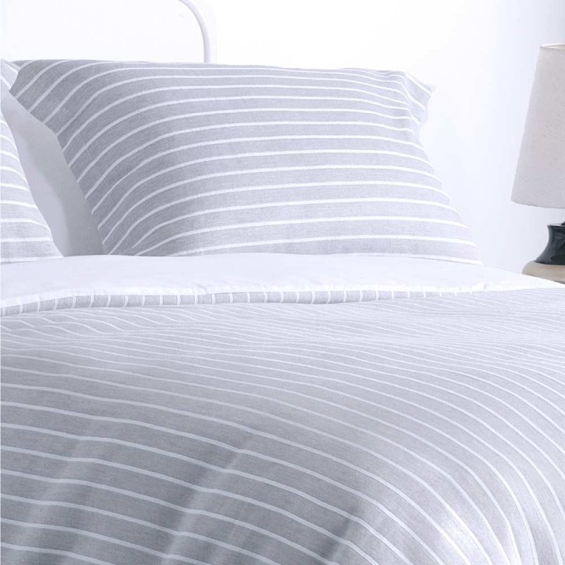 Design Port Stripes Oxford Pillowcase Silver