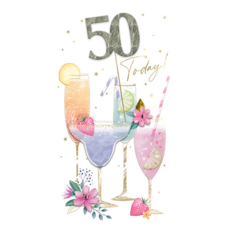 50th Cocktails Birthday Card