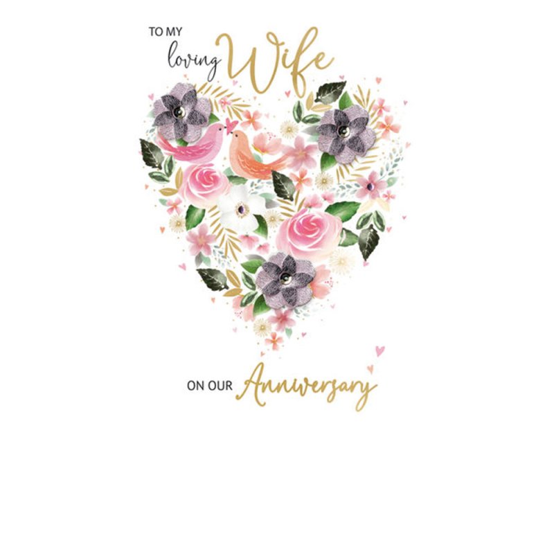 Anniversary Wife- Floral Heart Card