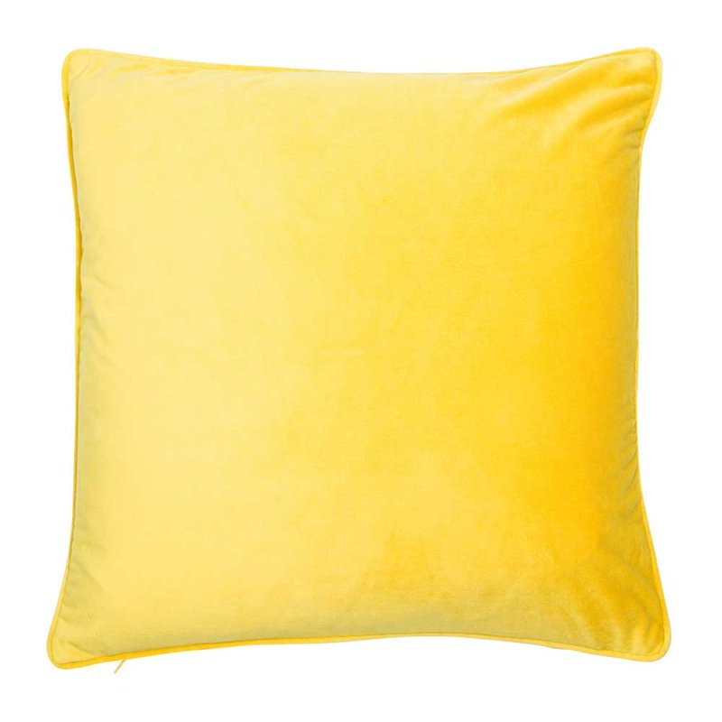 luxe velvet piped cushion mustard
