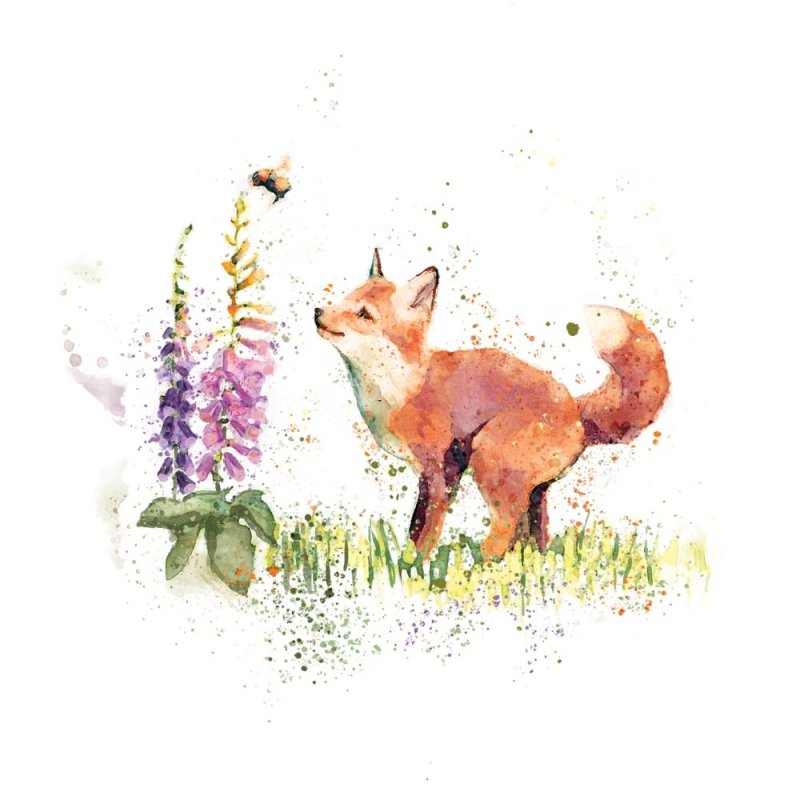 Fox and Bee -  Blank Greeting Card