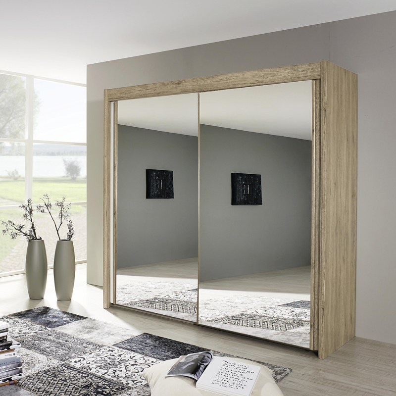 Imola 2 Door Mirrored Wardrobe Sonoma Oak Finish